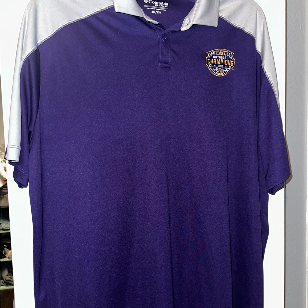 Columbia Men's Polo Shirt in Purple and Gray